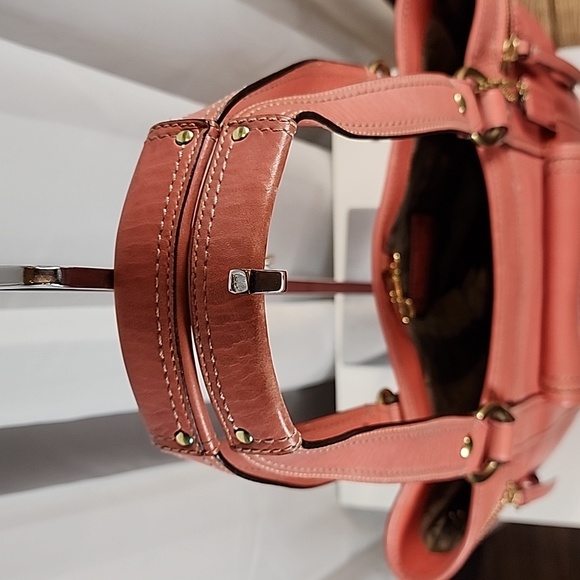 Coach Coral Leather Tote with Gold Accents - Picture 2 of 16